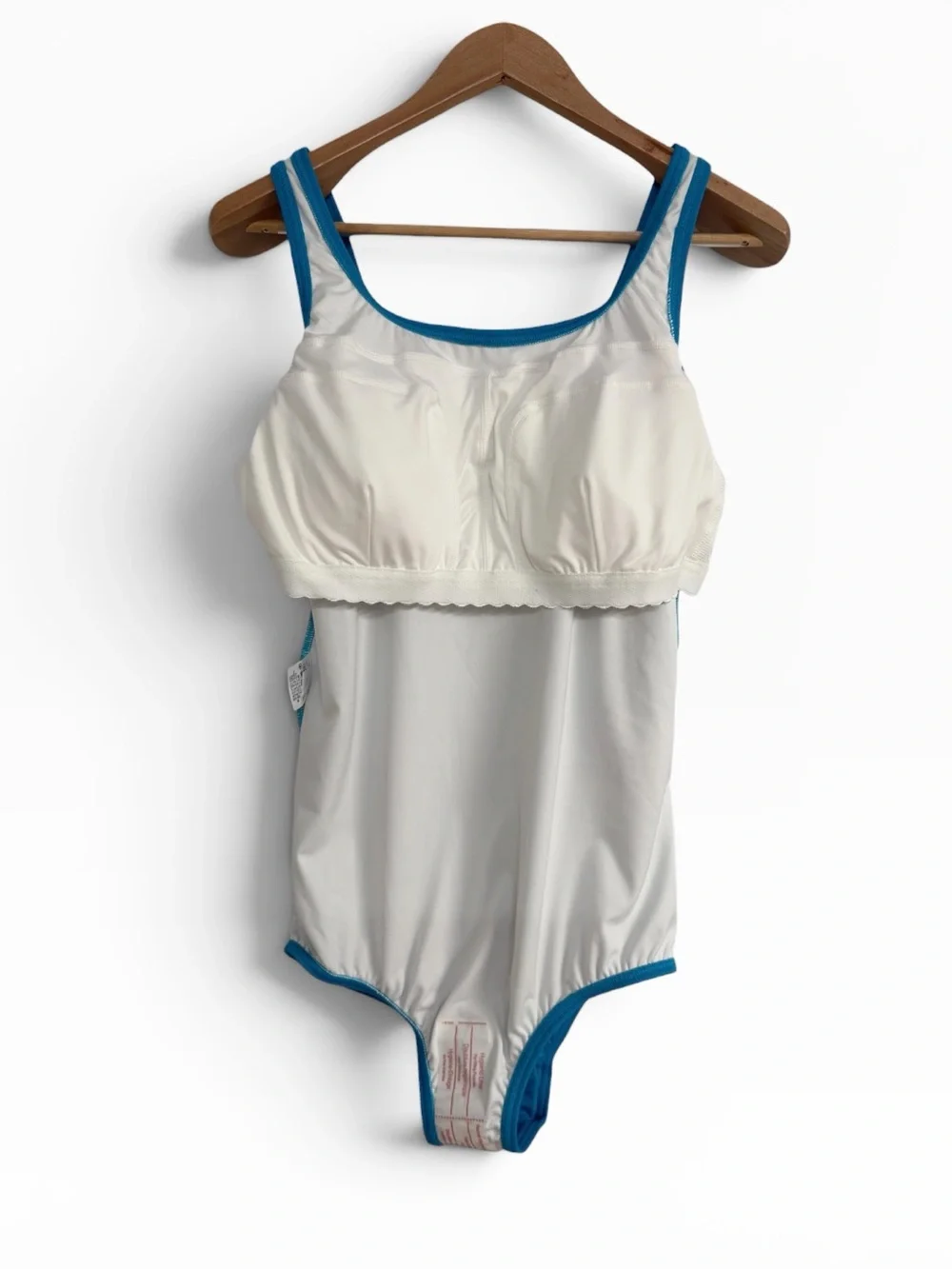 Lands’ End Tugless Mastectomy One Piece Swimsuit Blue Chlorine Resistant 16 NWT